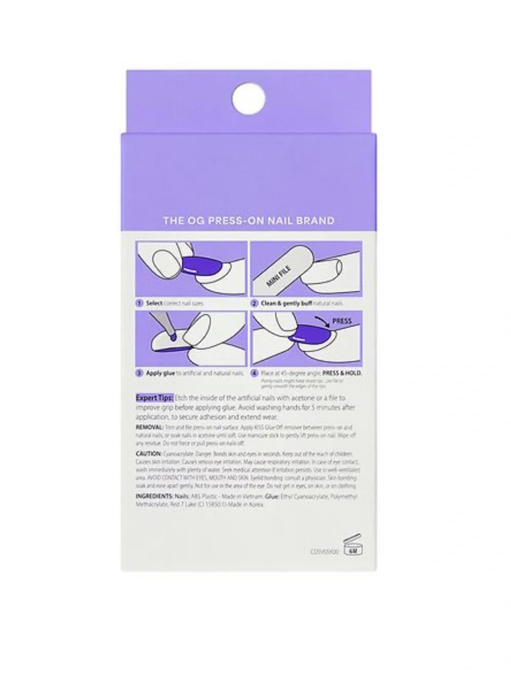 KISS Core Short Press-On Nails - Blue Floral French Tip